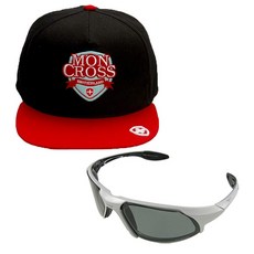 Moncross 後扣帽 MMY-501 + 新韓光學 運動太陽眼鏡 SH3054, 後扣帽(紅色), 太陽眼鏡(White Smoke)