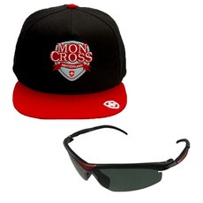 Moncross 後扣棒球帽 MMY-501 + Shinhan Optical 運動太陽眼鏡 SH7010, 後扣棒球帽(紅色), 太陽眼鏡(黑煙色), 1個