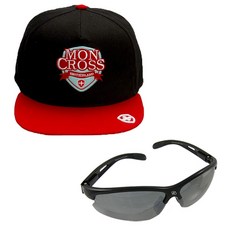 Moncross 後扣棒球帽 MMY-501 + 新韓光學 運動太陽眼鏡 SH7026, 後扣棒球帽(紅色), 太陽眼鏡(Black Smoke Silver Coating)