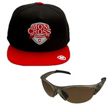 Moncross 後扣帽 MMY-501 + 新韓光學 運動太陽眼鏡 SH3001, 後扣帽(紅色), 太陽眼鏡(黑棕色), 1個