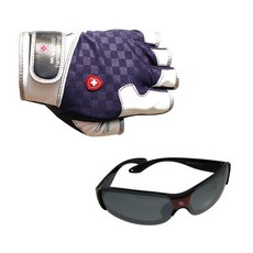 Monkross 5片釣魚手套 GG-501N+新韓光學太陽眼鏡 SH3040, 混色，黑煙銀塗層