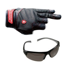 몽크로스 3컷 낚시장갑 GN-301B + 신한광학 선글라스 SH7047, 혼합 색상, Black Brown Silver Coating, 1개