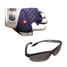 Monkross 5片釣魚手套 GG-501N+新韓光學太陽眼鏡 SH7026, 混色，紅黑棕銀塗層