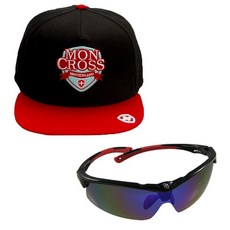 Moncross 棒球帽 MMY-501 + 新韓光學 運動太陽眼鏡 SH7050, 棒球帽(紅色), 太陽眼鏡(黑煙藍色鍍膜), 1個