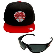 Moncross 後扣帽 MMY-501 + 新韓光學 運動太陽眼鏡 SH7025, 後扣帽(紅色), 太陽眼鏡(Black Smoke)