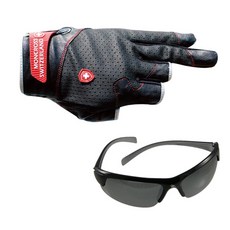 Monkross 3段式釣魚手套 GN-301B+SHINGANG光学太陽眼鏡 SH7047, 混色，黑煙銀塗層