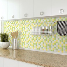 Sheet Nara 發泡壁貼紙, 棋盤格磚綠色