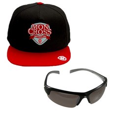 Moncross 棒球帽 MMY-501 + 新韓光學 運動太陽眼鏡 SH7047, 棒球帽(紅色), 太陽眼鏡(黑棕鍍銀)