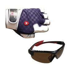 MONCROSS 5-cut 釣魚手套 GG-501N + 新韓光學太陽鏡 SH7049, 混色, 黑褐色