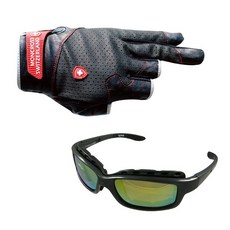 Monkross 3段式釣魚手套 GN-301B+新韓光學太陽眼鏡 SH3023, 混色，黑煙綠塗層