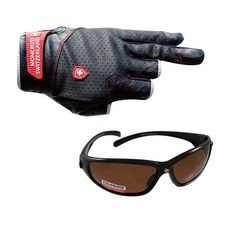 釣魚手套 GN-301B + 太陽眼鏡, 混色, 黑褐色, 1組