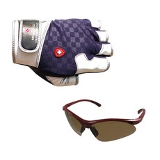 Moncross 5-cut 釣魚手套 GG-501N + 新韓光學太陽鏡 SH3044, 混色，紅棕色