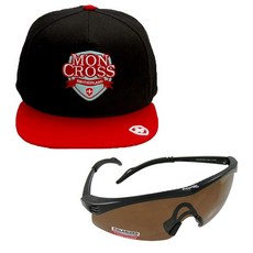 Moncross 後扣帽 MMY-501 + 新韓光學 運動太陽眼鏡 SH7028, 後扣帽(紅色), 太陽眼鏡(黑棕色)