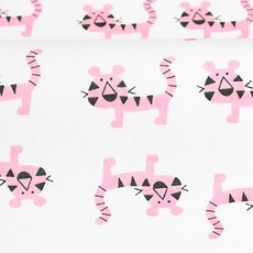 Coca棉質Daimaru老虎布料, 白色 + 粉色