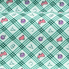 動物格紋棉質布料, 綠色