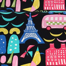 小林Motif In Paris棉麻布料, 黑色