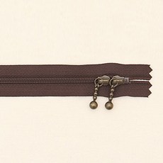 YKK 슬림 코일 지퍼 내추럴 40cm, 브라운, 10개입