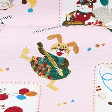 清原 棉質卡通朋友圖案布料, 粉紅色