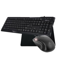 라이센스LG USB 키보드 + 마우스 + GTRACTER 게이밍패드 세트, 키보드(K-2000), 마우스(M-1000), 마우스패드(GSMP-2), 키보드(블랙), 마우스(혼합색상), 마우스패드(Black), 일반형