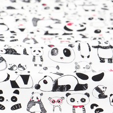 三洋30支牛津布Funny Panda布料 3入, 白色的