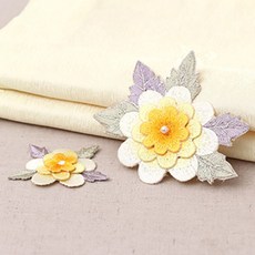 Kohas iD 3D花朵造型刺繡裝飾布 2件組, 黃色的, 1套