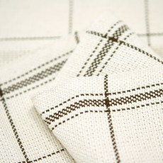 Kiyohara棉質斜紋棉&格紋布料, 白色+棕色