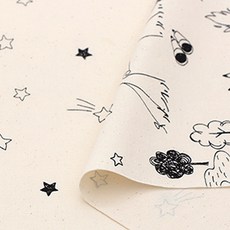 Le Cien星星與動物朋友們牛津布料, 自然色+黑色