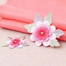 Kohas iD 3D花朵造型刺繡裝飾布 2件組, 粉色的, 1套