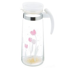 모닝블루 유리물병, 핑크튤립, 1.4L, 1개