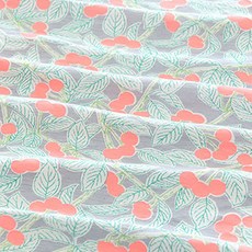 Kohasa Idea柔軟單層針織四面彈性螢光櫻桃布料, 灰色