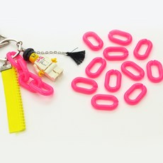 코하스아이디 개성만점 연결체인 장식 27mm, 형광핑크, 20개입