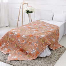맘담아 인견 손누비 이불, 플라워 오렌지브라운