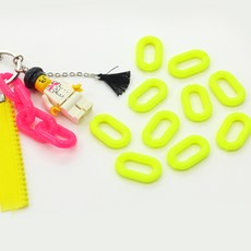 코하스아이디 개성만점 연결체인 장식 27mm, 형광옐로우, 20개입