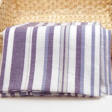 Kohasa Idy柔軟渲染竹節紗亞麻雙向條紋布料, 白眼+紫+淺海軍