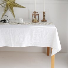 BYJIMI Lucy 亞麻桌布, 白色, 6人(200 ⅹ 110 cm)