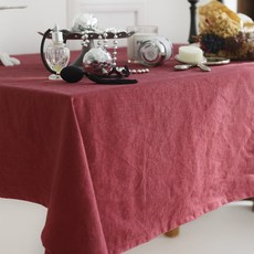 BYJIMI Lucy 亞麻桌布, 酒紅色, 2人(110 ⅹ 110 cm)