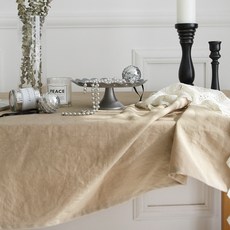 BYJIMI Lucy 亞麻桌布, 米色, 6人(200 ⅹ 110 cm)