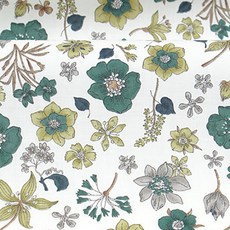 HOKKO棉質Lon Wonderland春花布料, 綠色