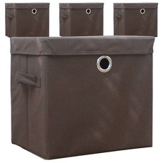 KAZT 方形收納籃+蓋子, 棕色的, 4套