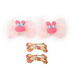 강아지 스윗 래빗캔디 헤어핀 핑크 세트, B3, 1세트