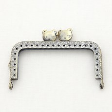 Happy Bears Hello Cat 圓珠方型復古口金框 8.5cm + 圖案, 2個, 單一顏色