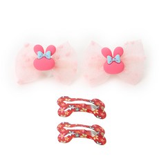 강아지 스윗 래빗캔디 헤어핀 핑크 세트, B2, 1세트