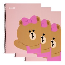 라인프렌즈 원링 유선노트, 초코, 3개입