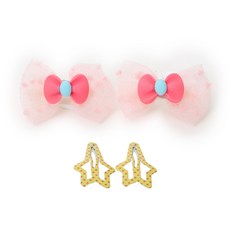 강아지 스윗 리본캔디 헤어핀 핑크 세트, A3, 1세트