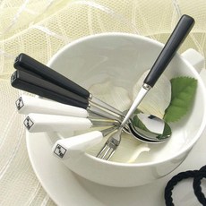 블랙n화이트 도자기라인 티포크, 1개, 블랙티포크