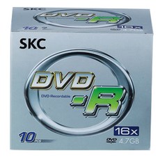 SKC DVD-R 16X 4.7GB空白光碟片 10片+珠寶盒 10個, 單品