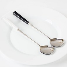 居家小舖 HWF 黑白花菜匙 黑色2入 + 白色2入, 混合顏色, 1套