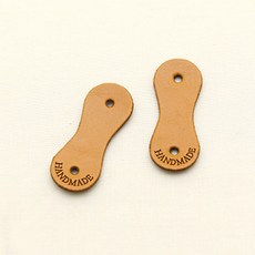 HAPPY BEARS HANDIS 花生造型手工皮革標籤, 焦糖棕色, 8件