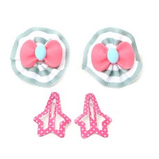 이츠독 강아지 리본캔디 헤어핀 그린 세트, A1, 1세트