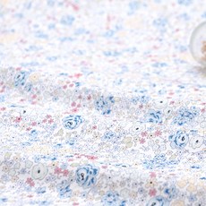 Kohasa Idea 20支棉小花朵布料, 奶油藍色